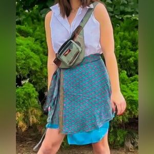 Floral Sari Reversible Wrap Skirt